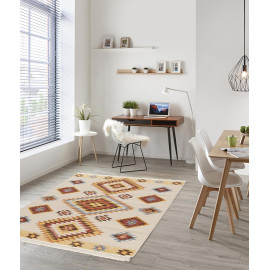 Tapis plat ethnique avec franges Dayton