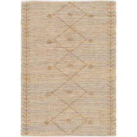 Tapis en cuir et coton recyclé plat berbère ethnique Laurel