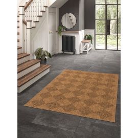 Tapis effet jute marron plat extérieur et intérieur moderne Sloan