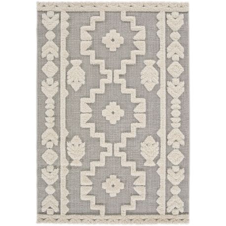 Tapis effet 3D style orient blanc Hadra