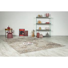 Tapis effet 3D design rectangle beige argenté Costa