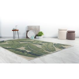 Tapis floral extérieur et intérieur vert plat Branver