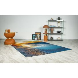 Tapis extérieur bleu design plat Lohko