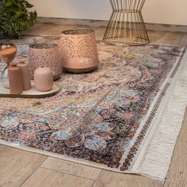 Tapis d'orient crème luxe avec franges Chiraz