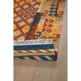 Tapis laine et coton avec franges plat kilim Azyan