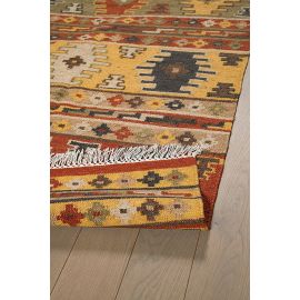 Tapis kilim laine et coton plat avec franges Bangui