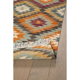 Tapis kilim plat laine et coton avec franges Bamako