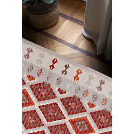 Tapis plat kilim avec franges laine et coton Folck