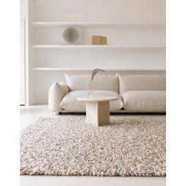 Tapis tissé main laine et lin plat moderne Pebble