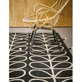 Tapis laine tufté main poils ras design floral Linear Stem Slate