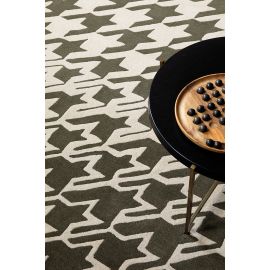 Tapis laine abstrait tufté main moderne Houndstooth