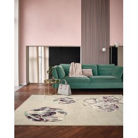 Tapis rectangle floral laine et viscose moderne Tranquility