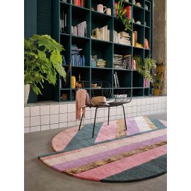 Tapis original laine et viscose moderne tufté main graphique Jardin