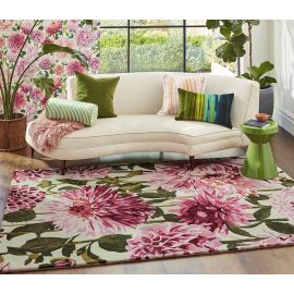 Tapis moderne laine tufté main floral Dahlia