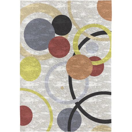 Tapis motif rond plat design multicolore Solei