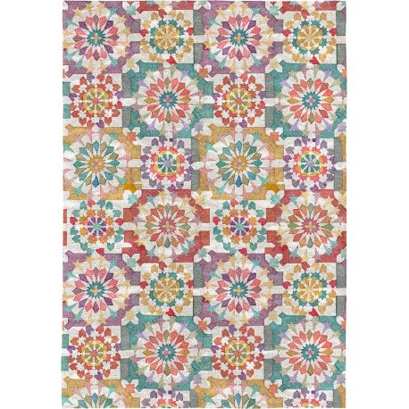 Tapis motif kaléidoscope multicolore design Seina