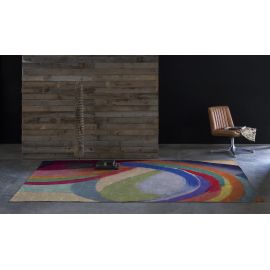 Tapis abstrait multicolore moderne plat Molin