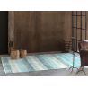 Tapis bleu moderne plat rayé Lary