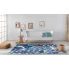 Tapis géométrique bleu plat moderne Kinley