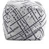 Pouf gris moderne rayé Mik