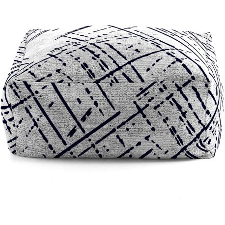 Pouf gris moderne rayé Mik