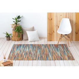 Tapis coloré plat moderne rayé Izore