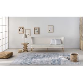 Tapis moderne bleu rayé plat Gueros