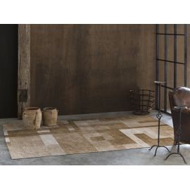 Tapis marron graphique moderne plat Cubik