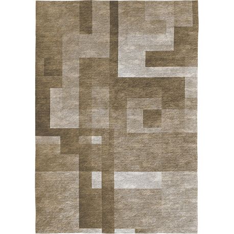 Tapis marron graphique moderne plat Cubik