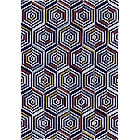 Tapis graphique multicolore moderne plat Concentric