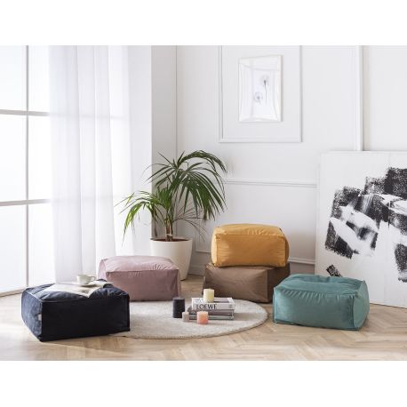 Pouf uni carré moderne Velvet Corso