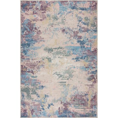 Tapis abstrait moderne lavable en machine plat Reid