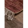 Tapis naturel jute avec franges tissé main rayé Wabi Sabi