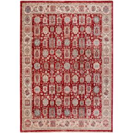 Tapis rouge avec franges ethnique oriental Bakthiari