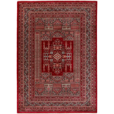 Tapis oriental avec franges rouge ethnique Royale