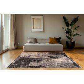 Tapis abstrait gris moderne avec franges Lieto