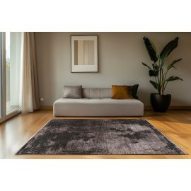 Tapis gris moderne avec franges abstrait Antalya