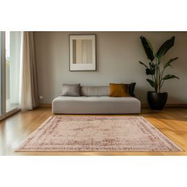 Tapis vintage multicolore avec franges rayé Kais