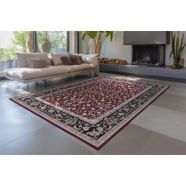 Tapis lavable en machine oriental ethnique rouge Minorca