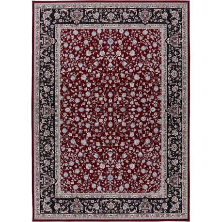 Tapis lavable en machine oriental ethnique rouge Minorca