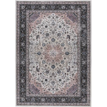 Tapis rouge oriental lavable en machine ethnique Benisse