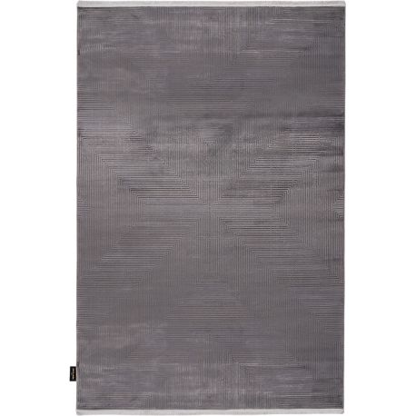 Tapis moderne graphique avec franges viscose et acrylique Bario