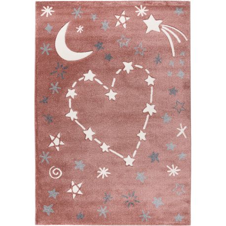 Tapis chambre d'enfant rose doux Huellia