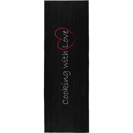 Tapis de cuisine noir lavable en machine Kamil