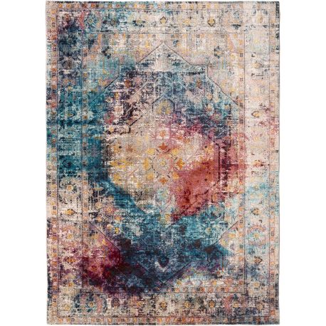 Tapis multicolore vintage rectangle rayé Ourik