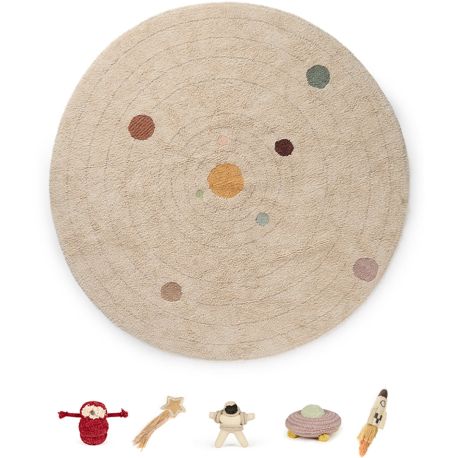 Tapis de jeu enfant rond lavable en machine coton Solar System