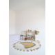 Tapis enfant coton avec franges lavable en machine Rainbow