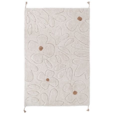 Tapis coton avec franges lavable en machine enfant Gentle Flora