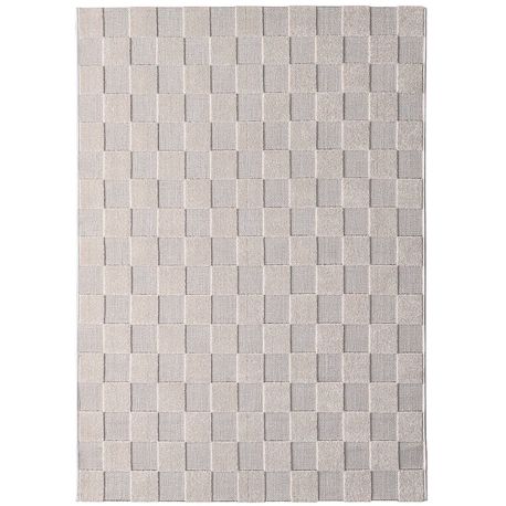 Tapis enfant rectange blanc et beige Damas