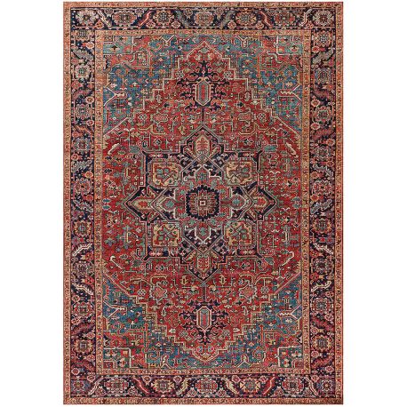 Tapis vintage rouge plat rayé Benuta